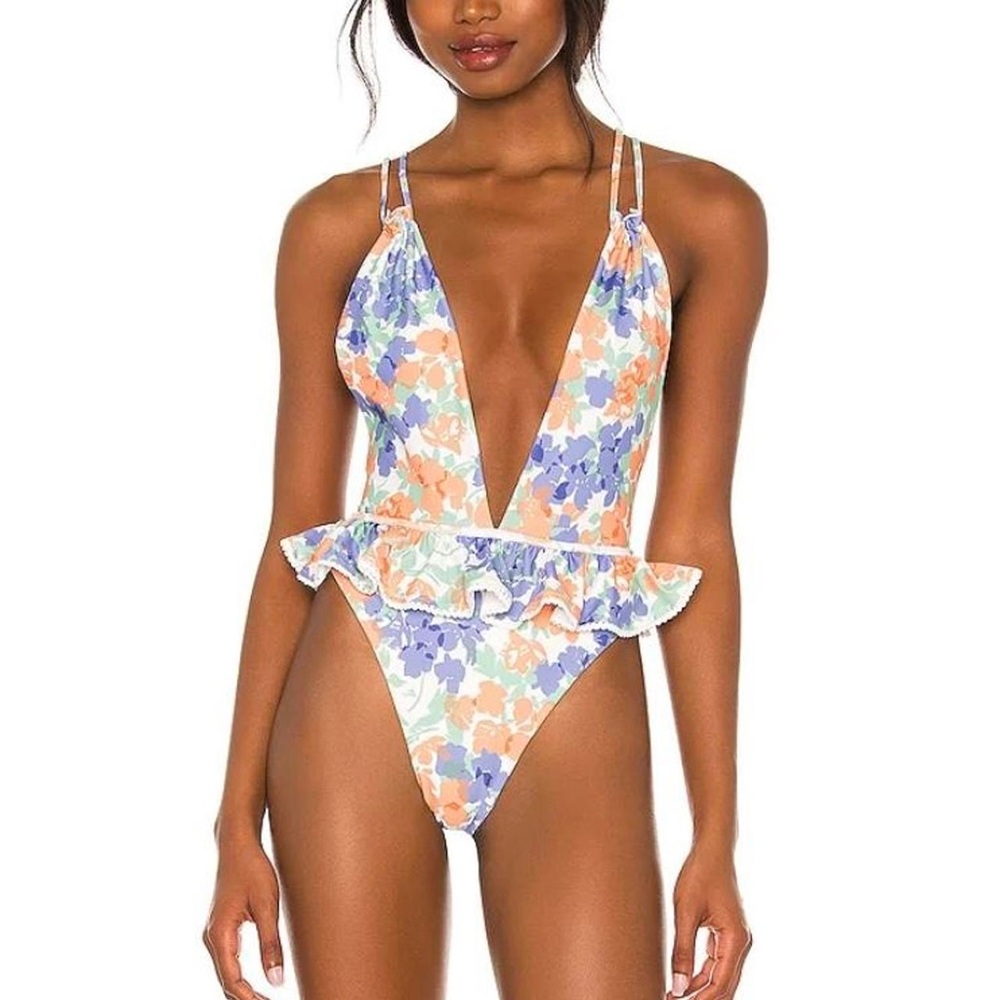 Tularosa Luz One Piece Periwinkle Floral M NWT